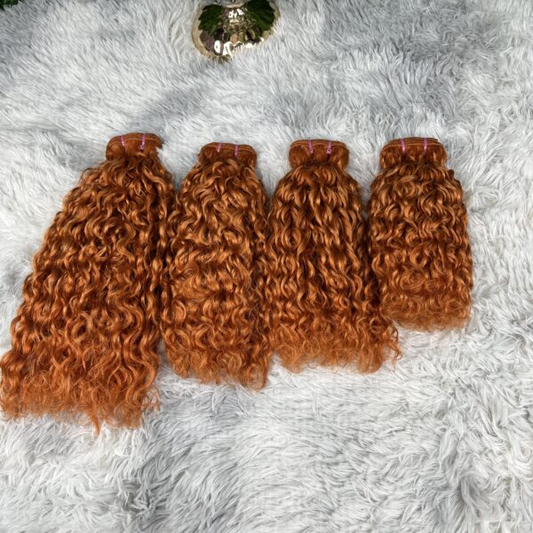#350 Ginger Water Wave Curly Human Hair Bundles - Image 3
